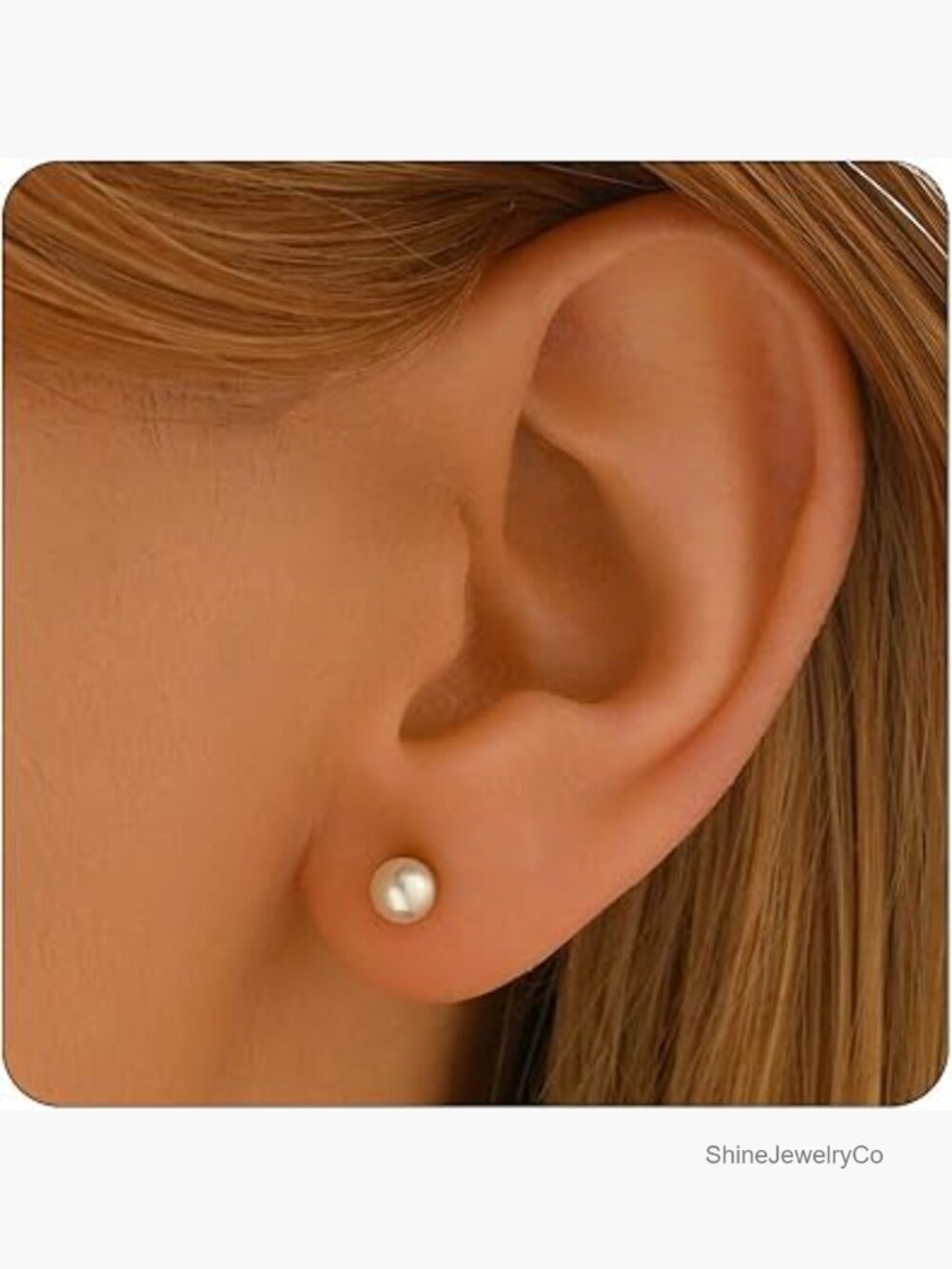 Pearl Stud Earrings for Women Gold/Silver Plated 3-8mm Hypoallergenic